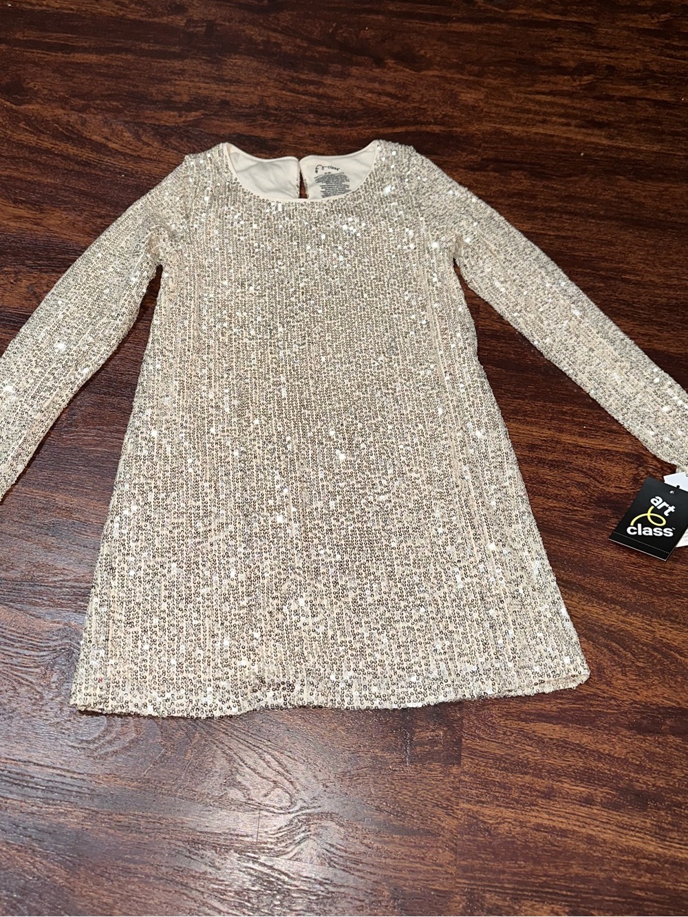 art class Champagne Sequin Detail girls dress